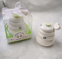 PORCELANOWY SŁOIK SŁOICZEK NA MIÓD + ŁYŻECZKA PREZENT PARAPETÓWKA GADŻET